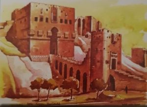 لوحة تشكيلية للقلعة في سورية " محمد طاهر البني " يرحمه الله 