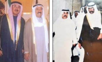 يمينا سمو الوالد الشيخ سعد مع سلمان محمد البحو ، وسمو الأمير صباح الأحمد يستقبل حمود البحوه
