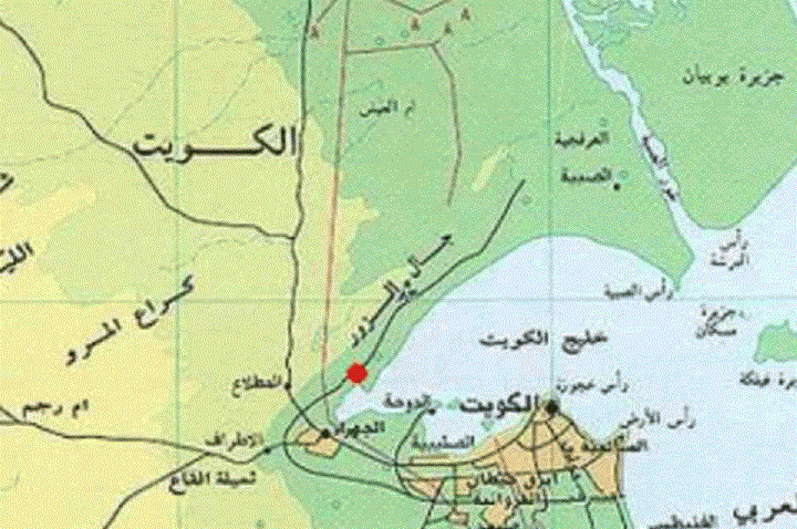 موقع منطقة كاظمة الحالية في الكويت 