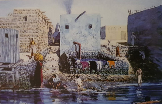  عمارة الحمد ( لوحة الرسام أيوب حسين – يرحمه الله ) كتاب التراث الكويتي .