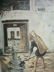 لوحة زيتية للرسام محمد الدمخي - يرحمه الله