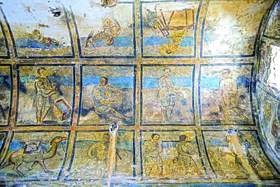 رسومات في حمامات وقصور صحراوية في العهد الأموي في الإردن