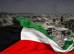 مدينة الكويت وضواحيها يغشوها ظلام دخان آبار النفظ اشعلتها قوات اإحتلال العراقي إثر انسحابها في حرب التحرير عام 1990 م