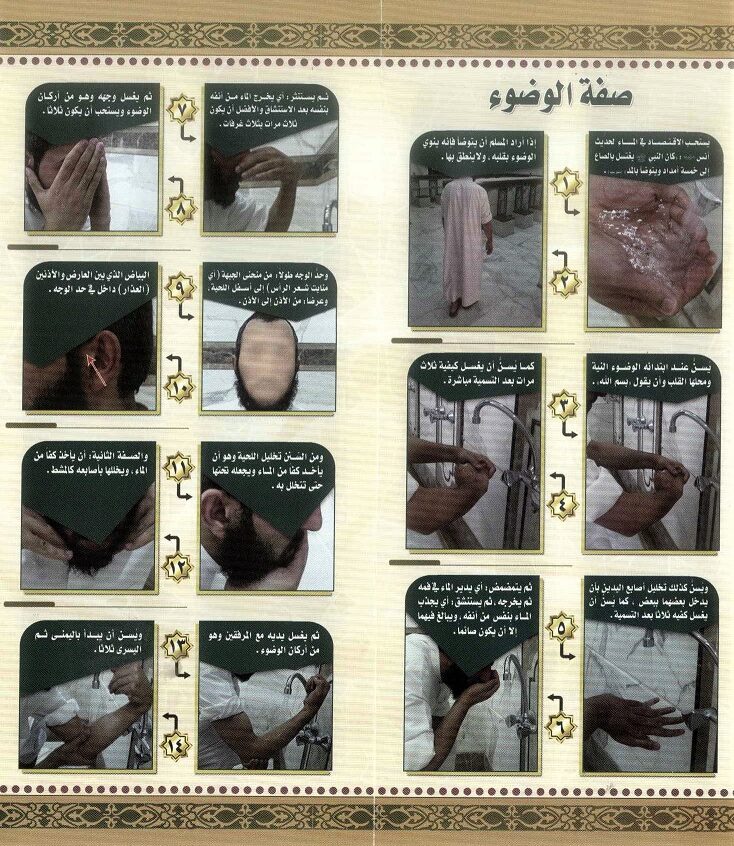 صفة الوضوء للصلاة موضحة بالصور (ص1)