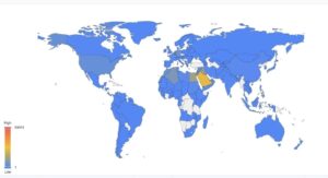 خريطة توضح البلاد والمدن الأكثر زيارة لموقع مجلة تراثنا عام 2025