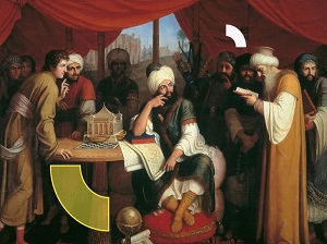 هارون الرشيد يستمع إلى خطاب إليه من نقفور ملك الروم