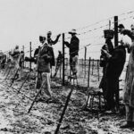 صورة نادرة لبناء خط موريس المكهرب على الحدود التونسية الجزائرية عام 1957م